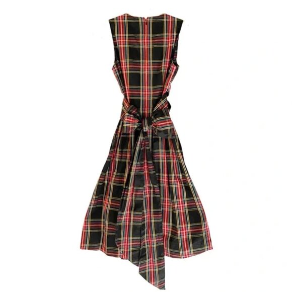 J. Crew NWT Tartan Plaid Sleeveless Bow Dress in Red + Black, size 4P - Picture 12 of 12